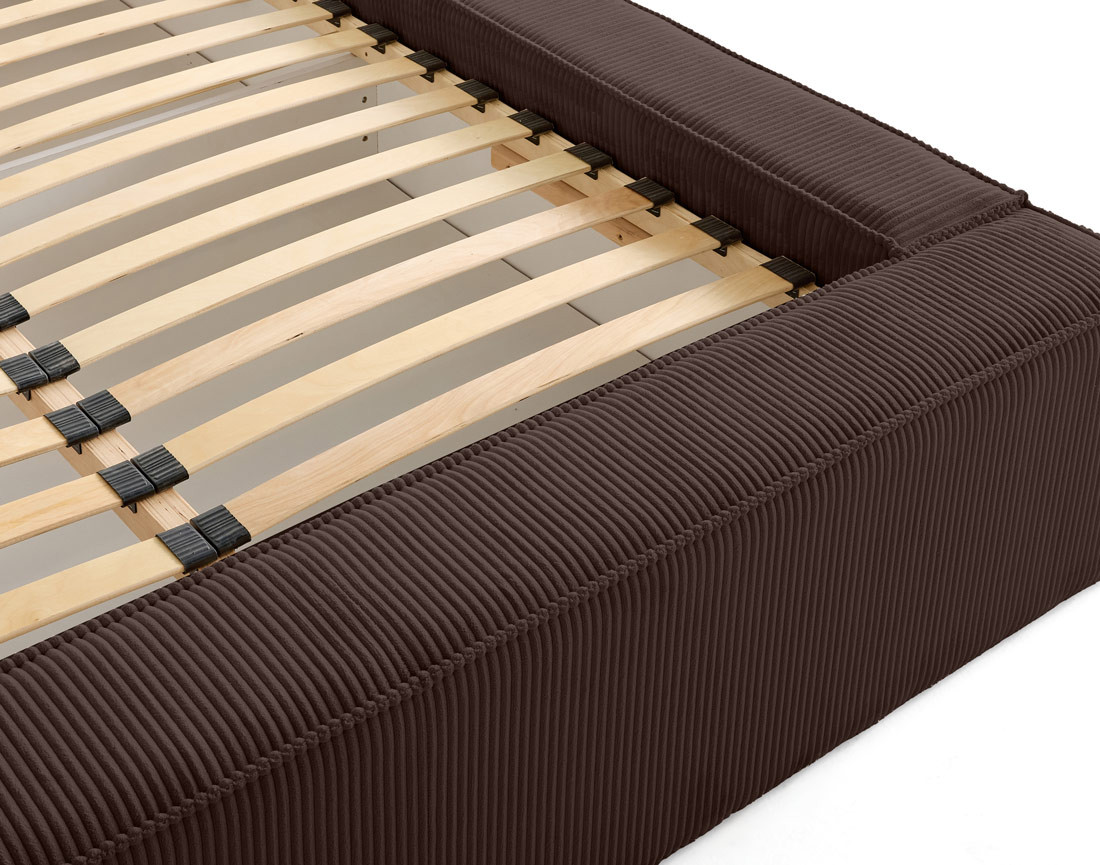 Lit coffre 140x190 cm sommier inclus en velours côtelé Stella