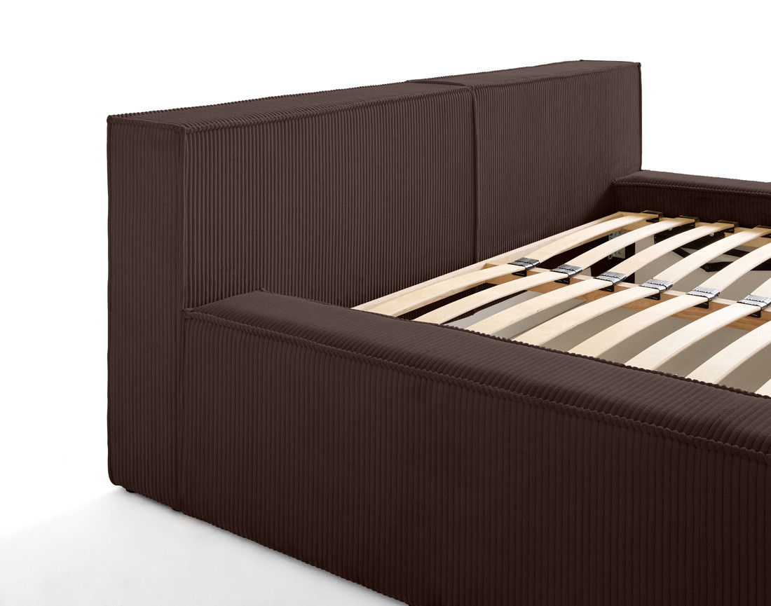 Lit coffre 140x190 cm sommier inclus en velours côtelé Stella