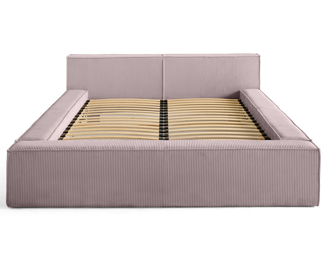 Lit coffre 140x190 cm sommier inclus en velours côtelé Stella