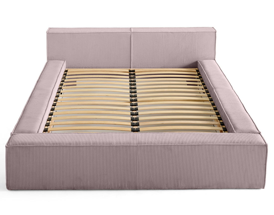 Lit coffre 140x190 cm sommier inclus en velours côtelé Stella