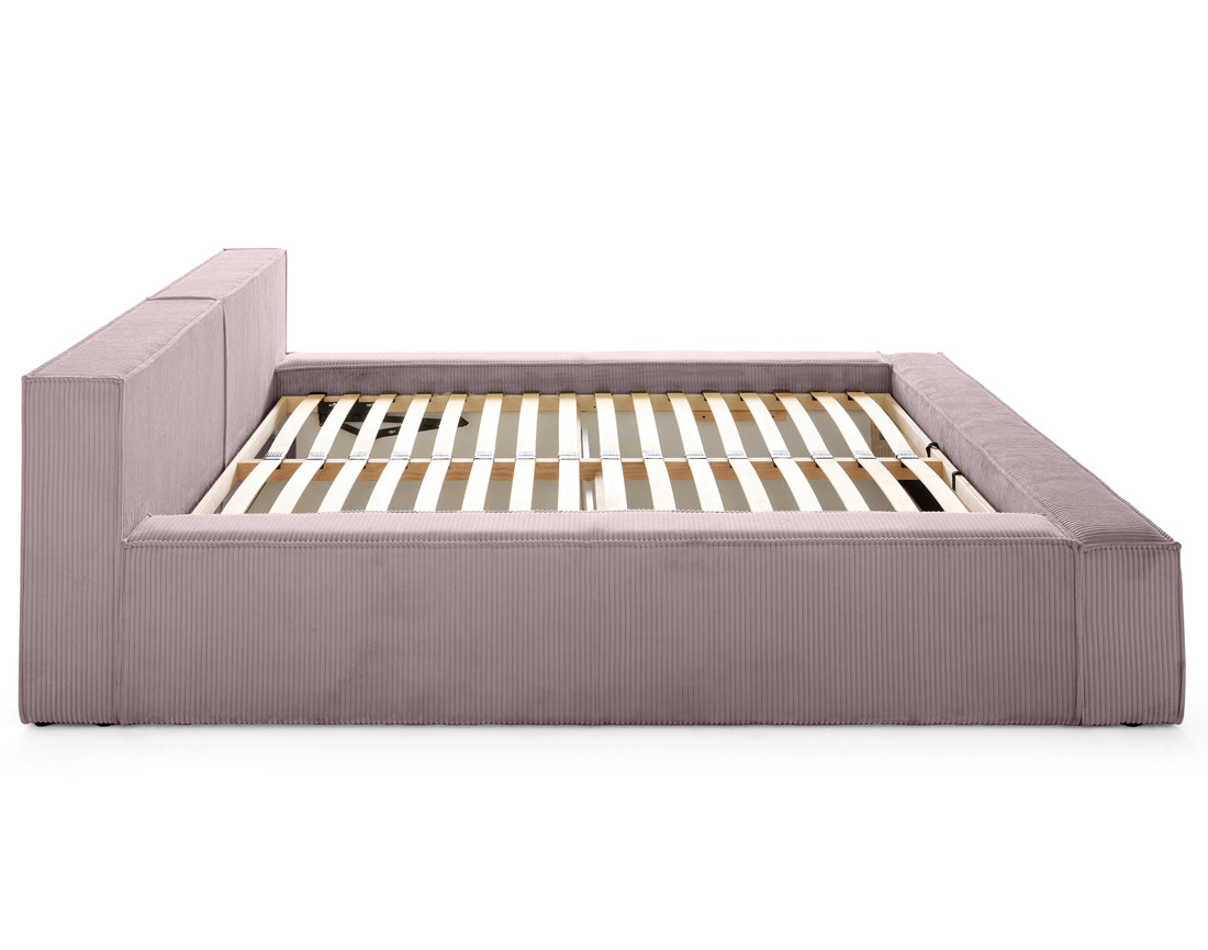 Lit coffre 140x190 cm sommier inclus en velours côtelé Stella