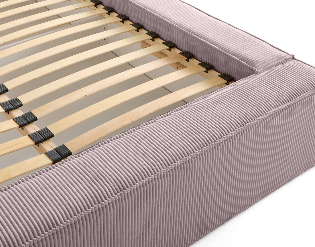 Lit coffre 140x190 cm sommier inclus en velours côtelé Stella