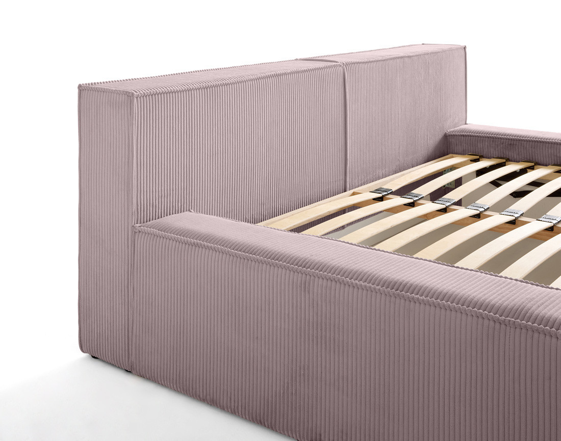 Lit coffre 140x190 cm sommier inclus en velours côtelé Stella