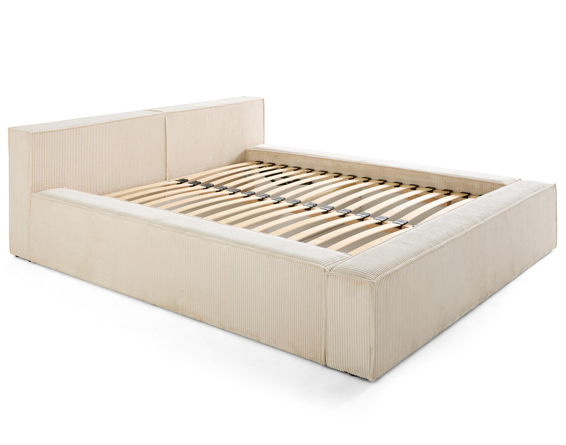 Lit coffre 160x200 cm sommier inclus en velours côtelé Stella