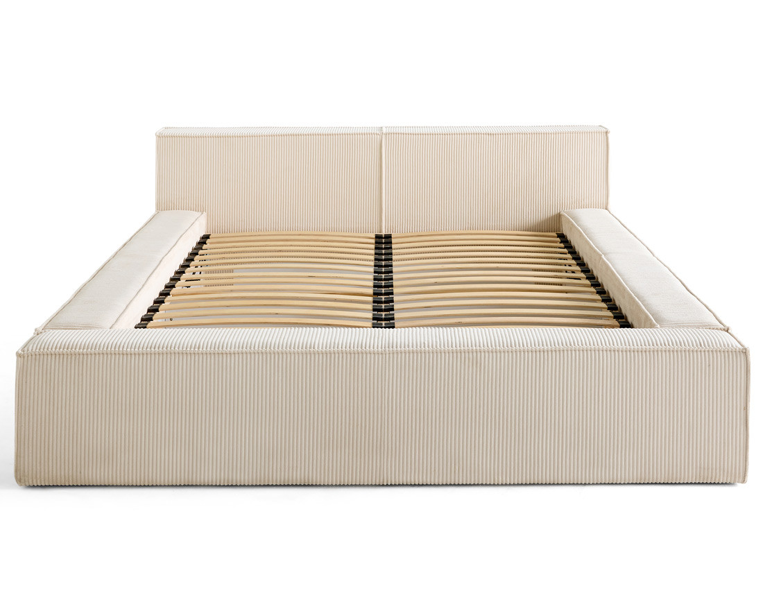 Lit coffre 160x200 cm sommier inclus en velours côtelé Stella