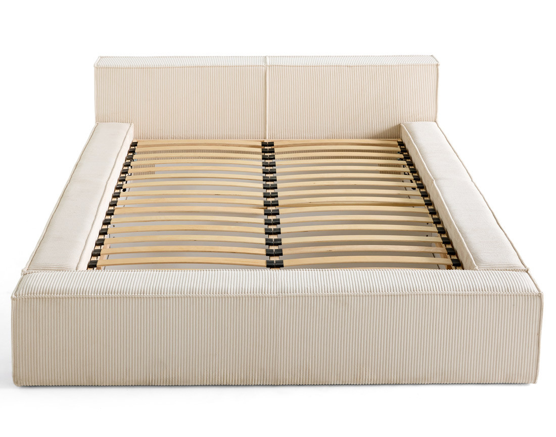 Lit coffre 160x200 cm sommier inclus en velours côtelé Stella
