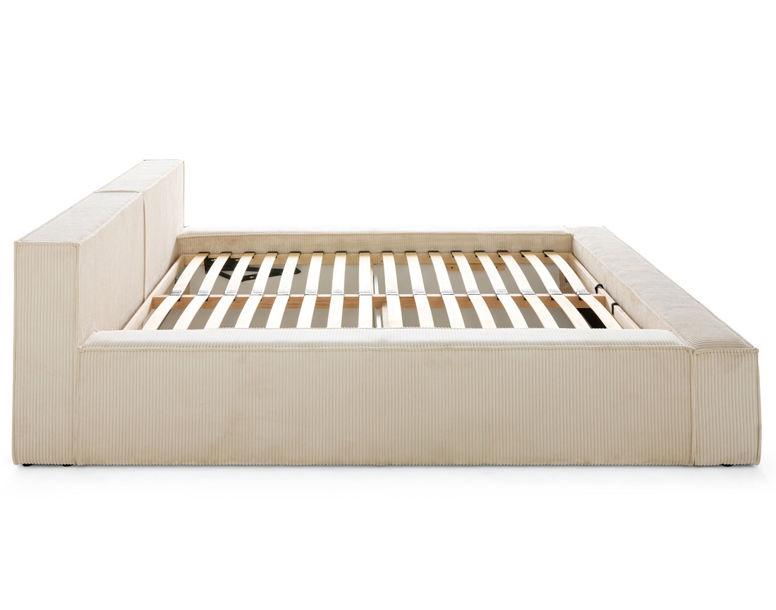 Lit coffre 160x200 cm sommier inclus en velours côtelé Stella