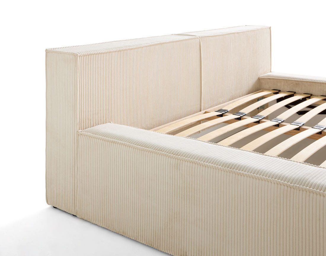 Lit coffre 160x200 cm sommier inclus en velours côtelé Stella