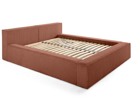 Lit coffre 160x200 cm sommier inclus en velours côtelé Stella