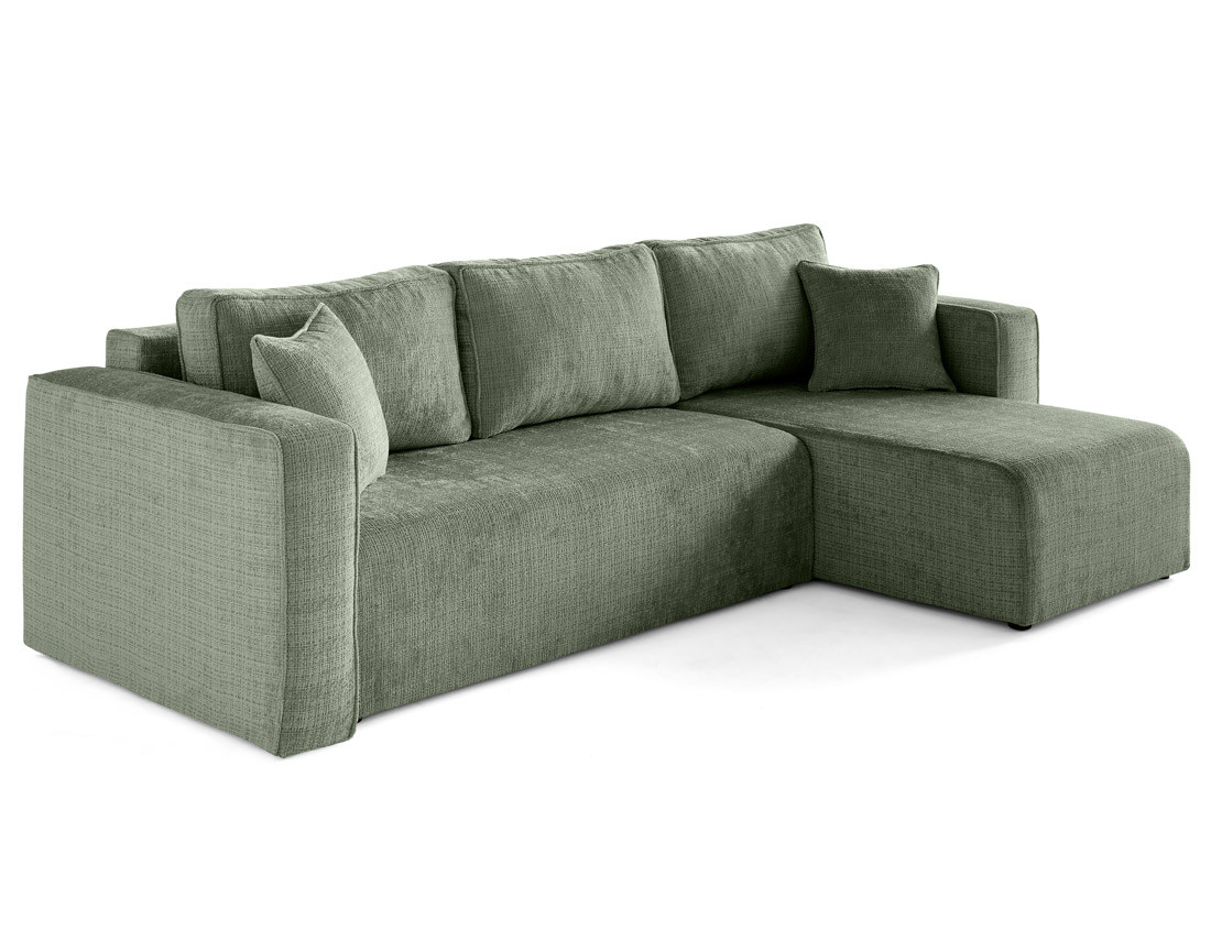 Canapé d'angle déhoussable réversible 4 places en velours texturé Topaze