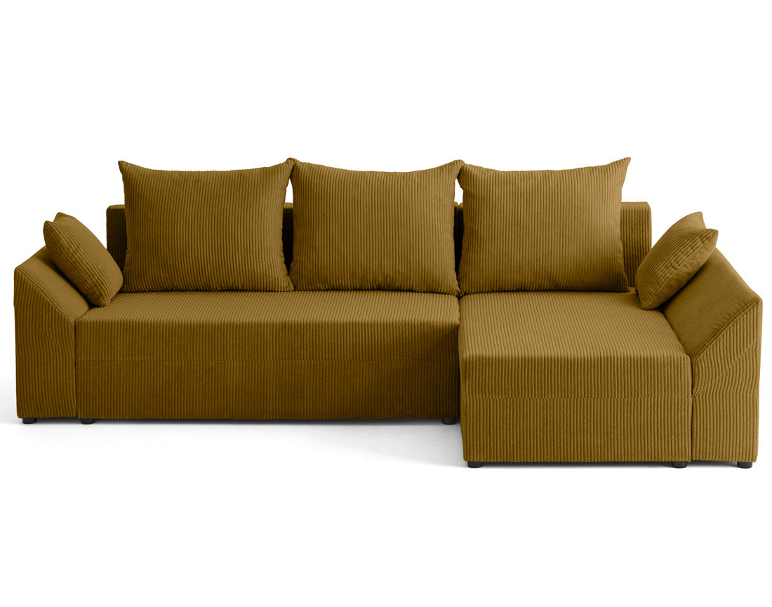 Canapé d'angle réversible 4 places convertible avec coffre en velours côtelé Mike
