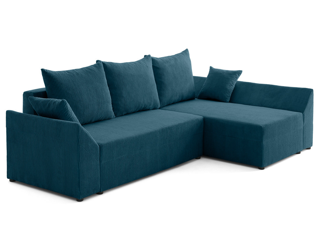 Canapé d'angle réversible 4 places convertible avec coffre en velours côtelé Mike