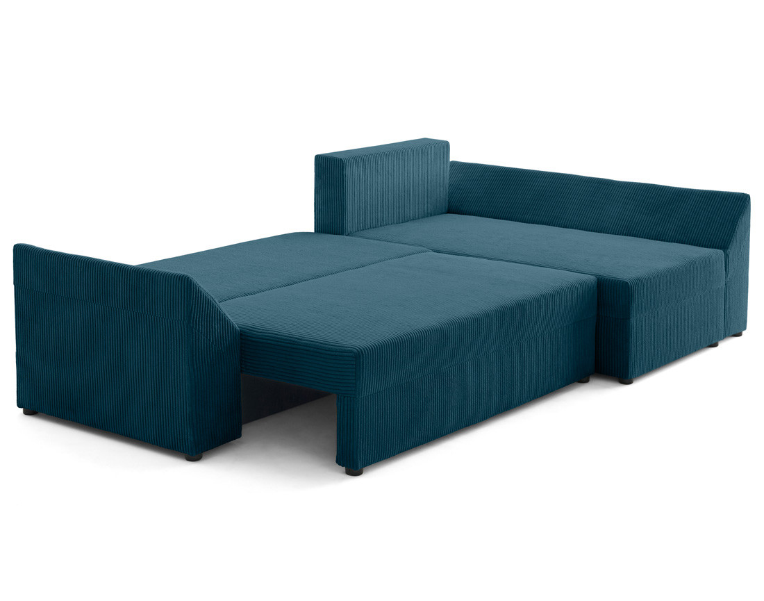 Canapé d'angle réversible 4 places convertible avec coffre en velours côtelé Mike