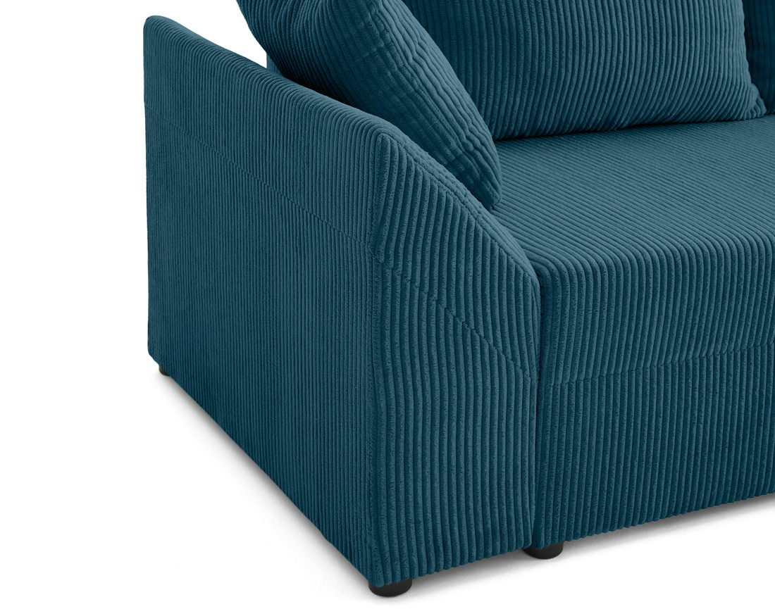 Canapé d'angle réversible 4 places convertible avec coffre en velours côtelé Mike