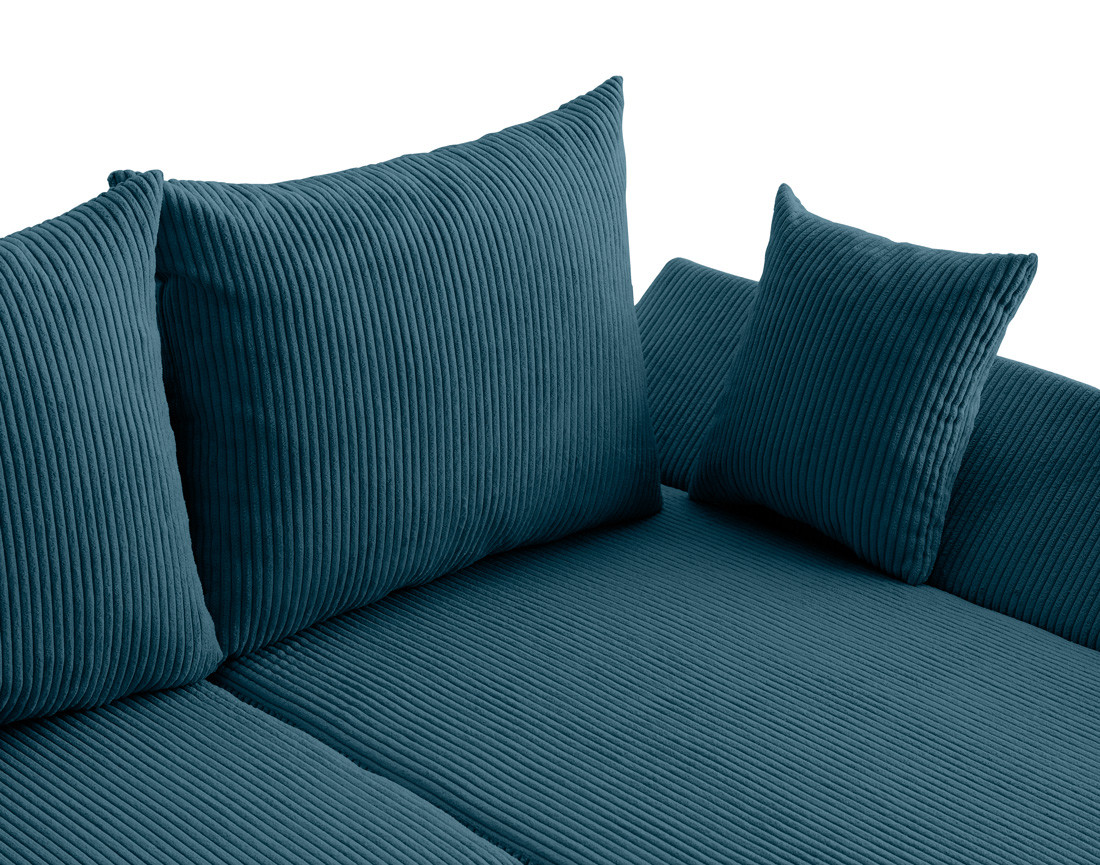 Canapé d'angle réversible 4 places convertible avec coffre en velours côtelé Mike