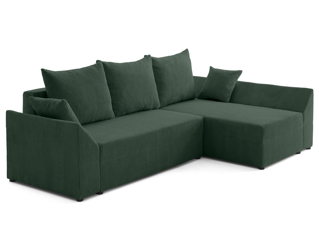 Canapé d'angle réversible 4 places convertible avec coffre en velours côtelé Mike