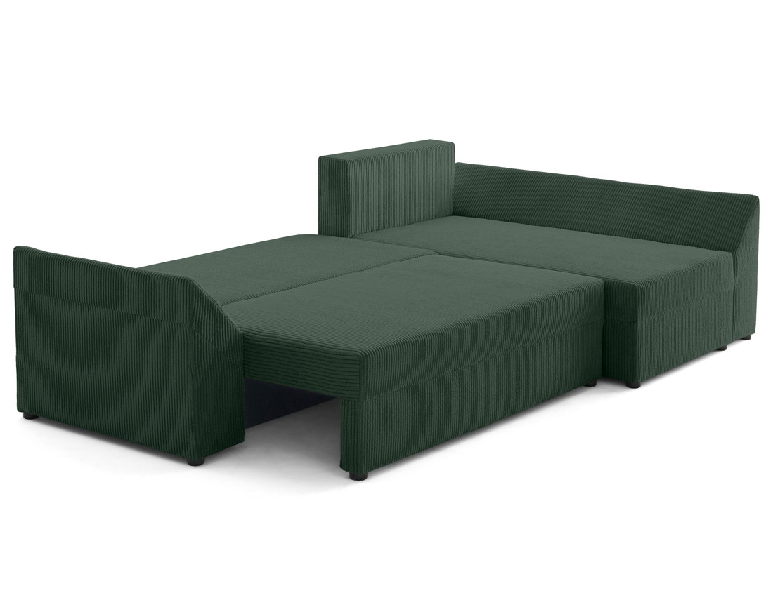 Canapé d'angle réversible 4 places convertible avec coffre en velours côtelé Mike