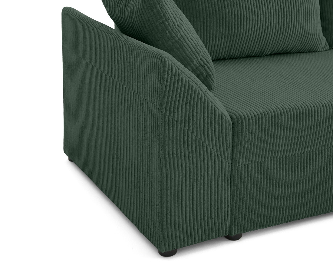 Canapé d'angle réversible 4 places convertible avec coffre en velours côtelé Mike