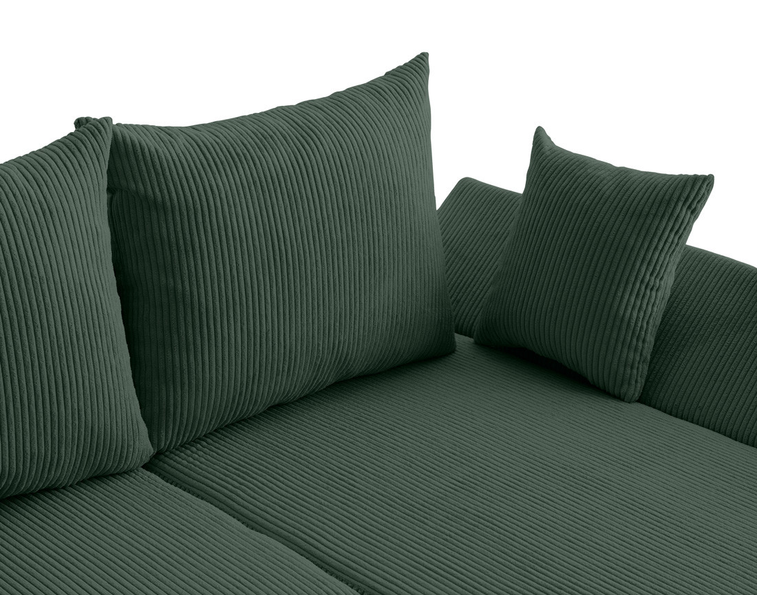 Canapé d'angle réversible 4 places convertible avec coffre en velours côtelé Mike