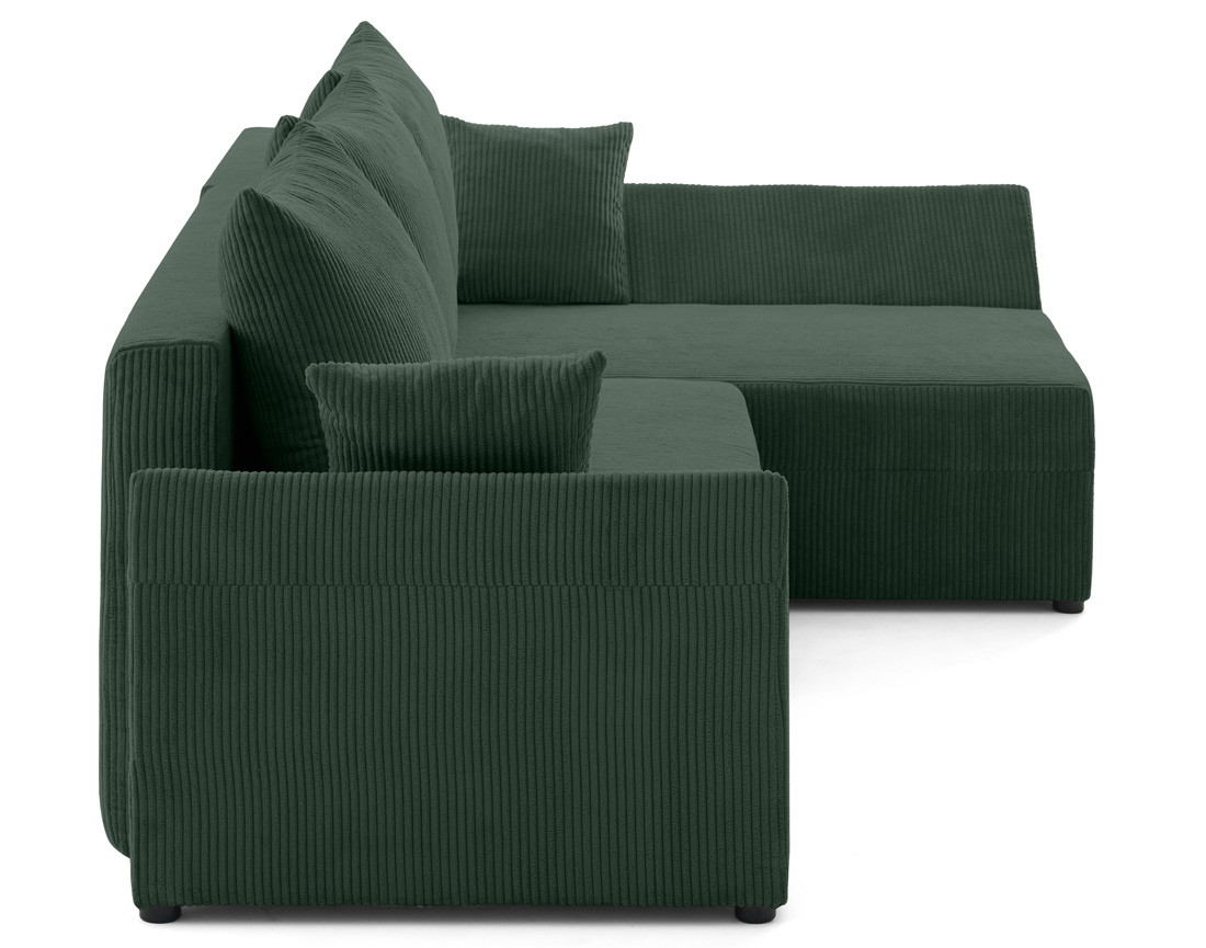 Canapé d'angle réversible 4 places convertible avec coffre en velours côtelé Mike