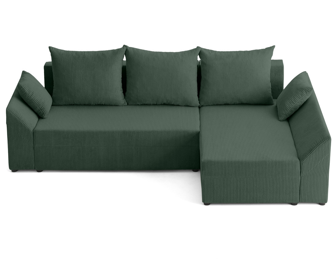 Canapé d'angle réversible 4 places convertible avec coffre en velours côtelé Mike