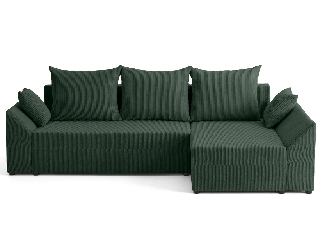 Canapé d'angle réversible 4 places convertible avec coffre en velours côtelé Mike