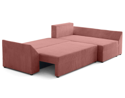 Canapé d'angle réversible 4 places convertible avec coffre en velours côtelé Mike