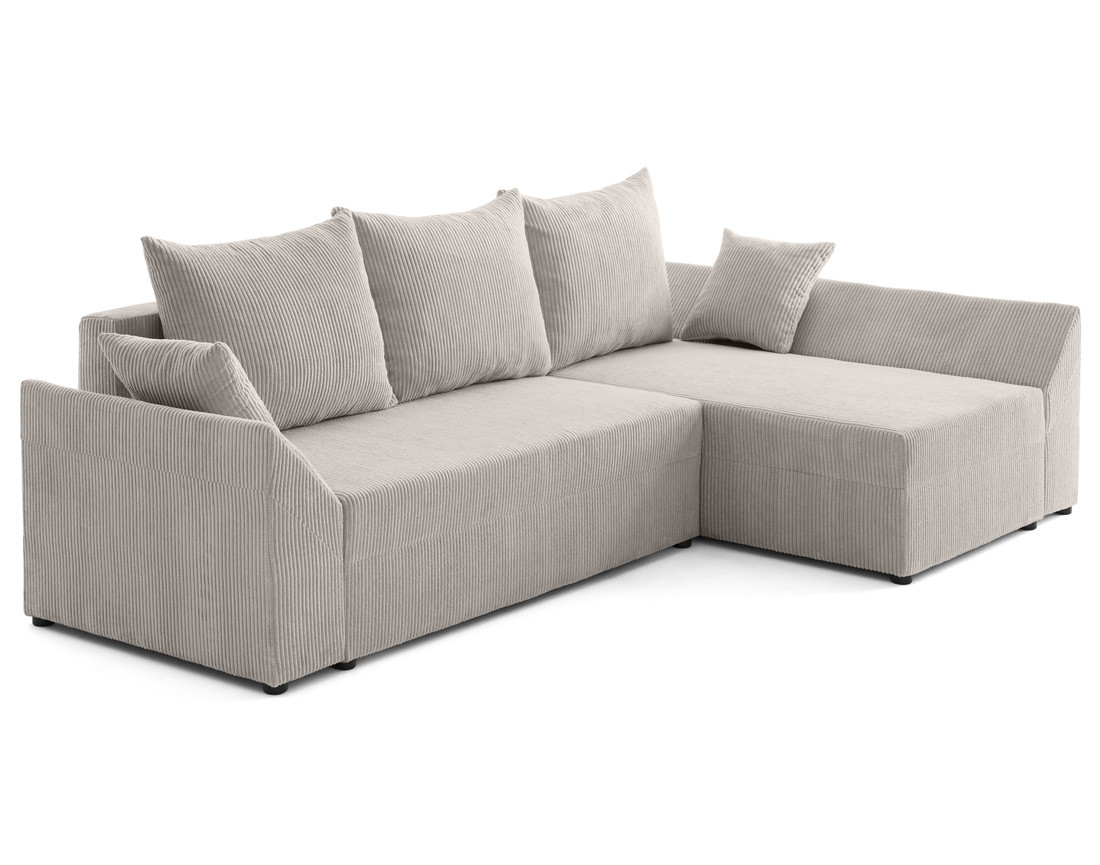 Canapé d'angle réversible 4 places convertible avec coffre en velours côtelé Mike