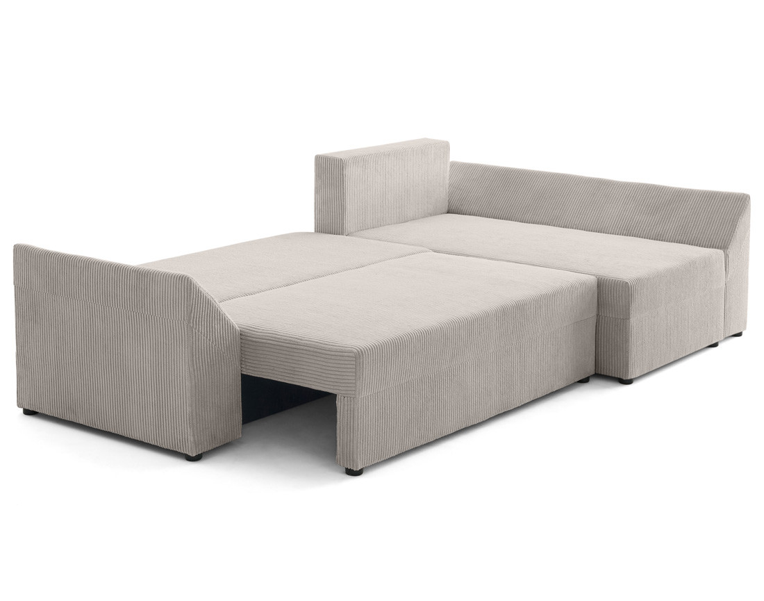 Canapé d'angle réversible 4 places convertible avec coffre en velours côtelé Mike