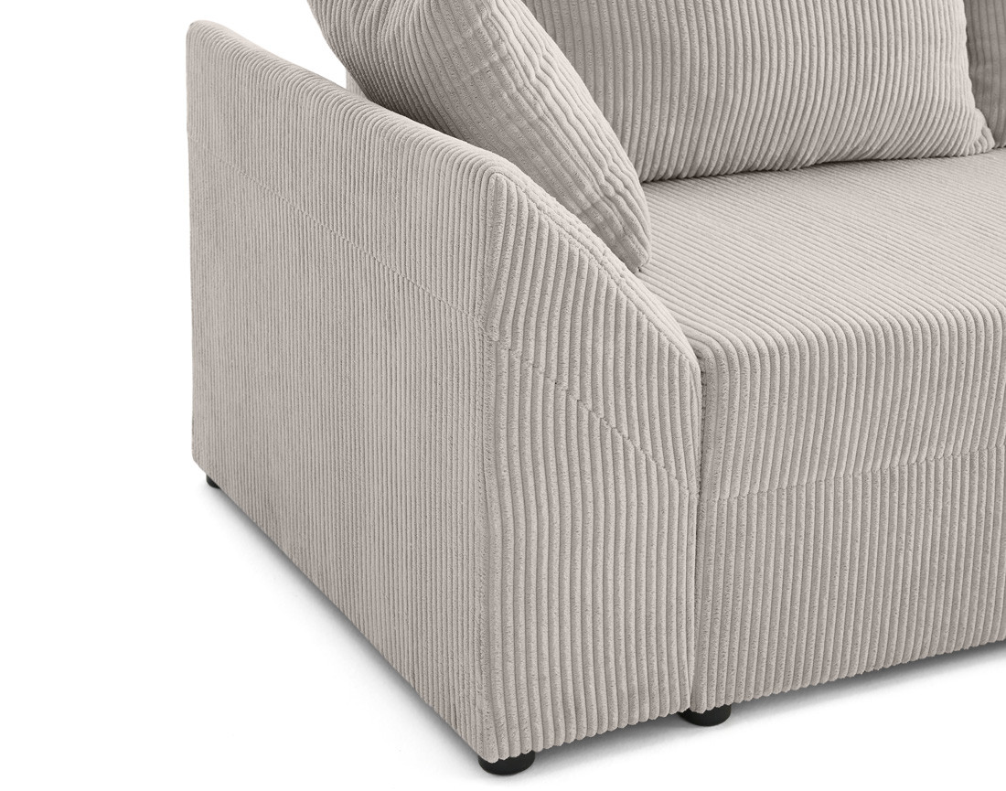 Canapé d'angle réversible 4 places convertible avec coffre en velours côtelé Mike