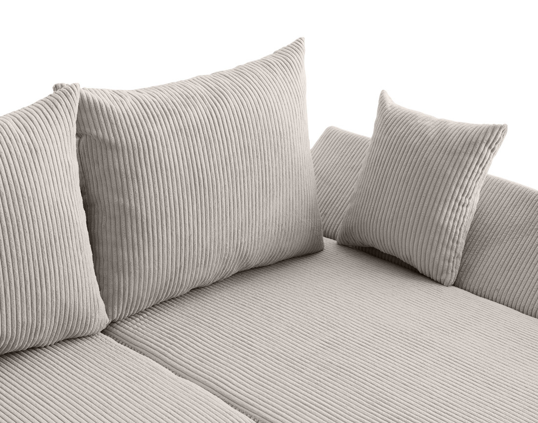 Canapé d'angle réversible 4 places convertible avec coffre en velours côtelé Mike