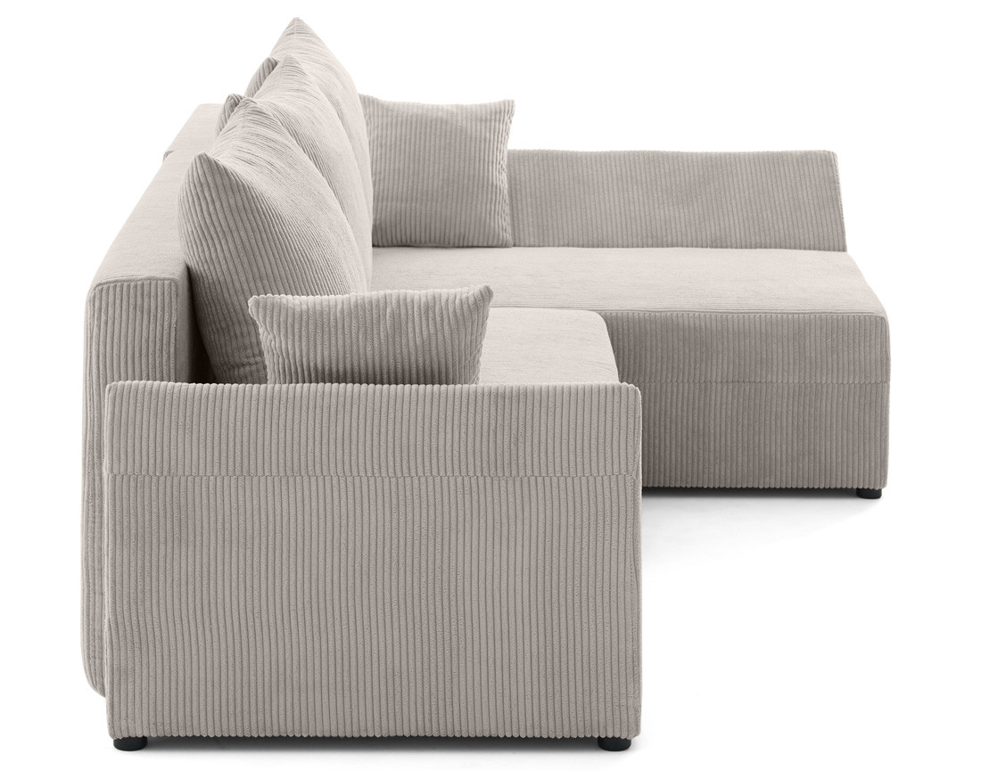 Canapé d'angle réversible 4 places convertible avec coffre en velours côtelé Mike