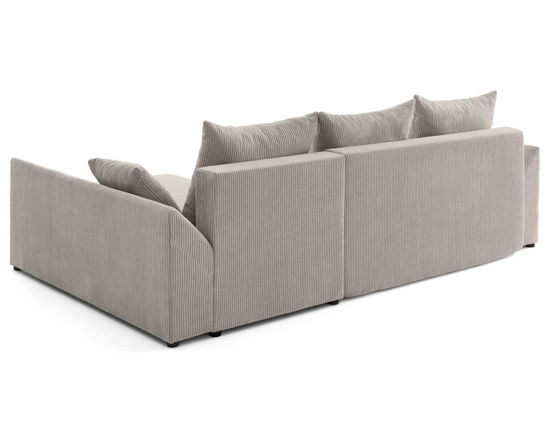 Canapé d'angle réversible 4 places convertible avec coffre en velours côtelé Mike