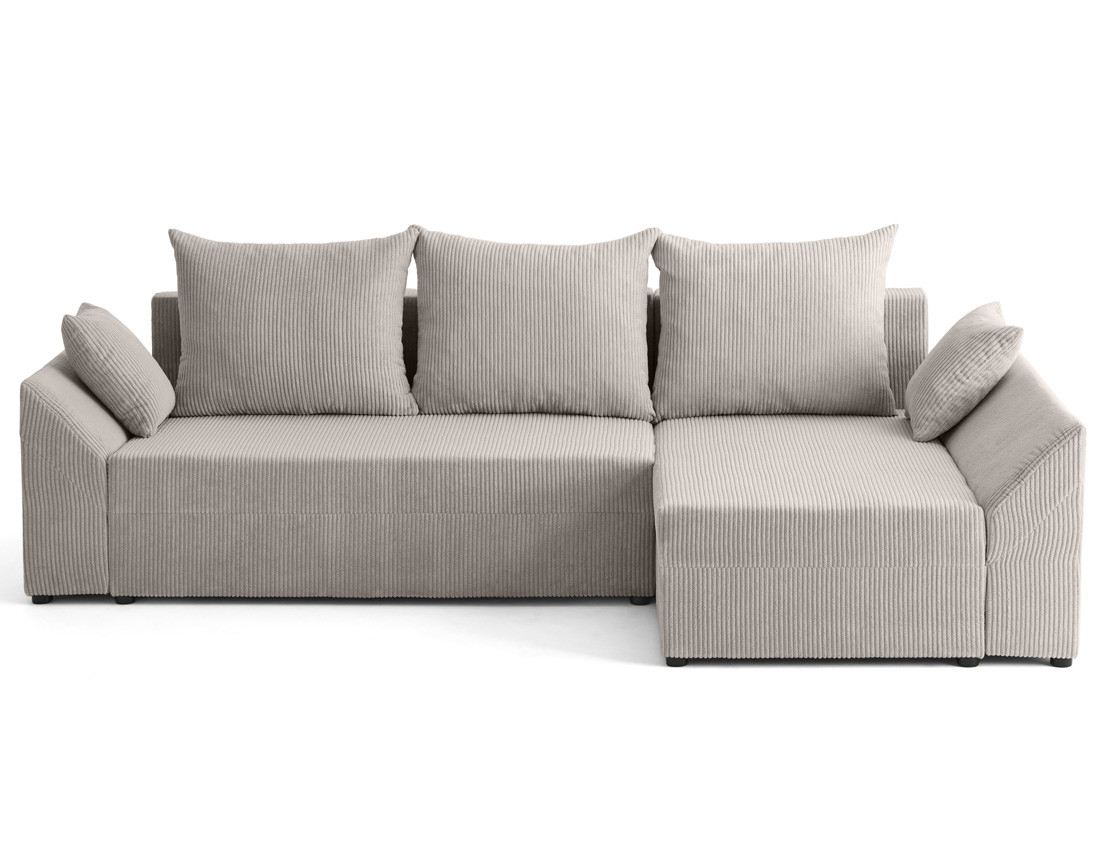 Canapé d'angle réversible 4 places convertible avec coffre en velours côtelé Mike
