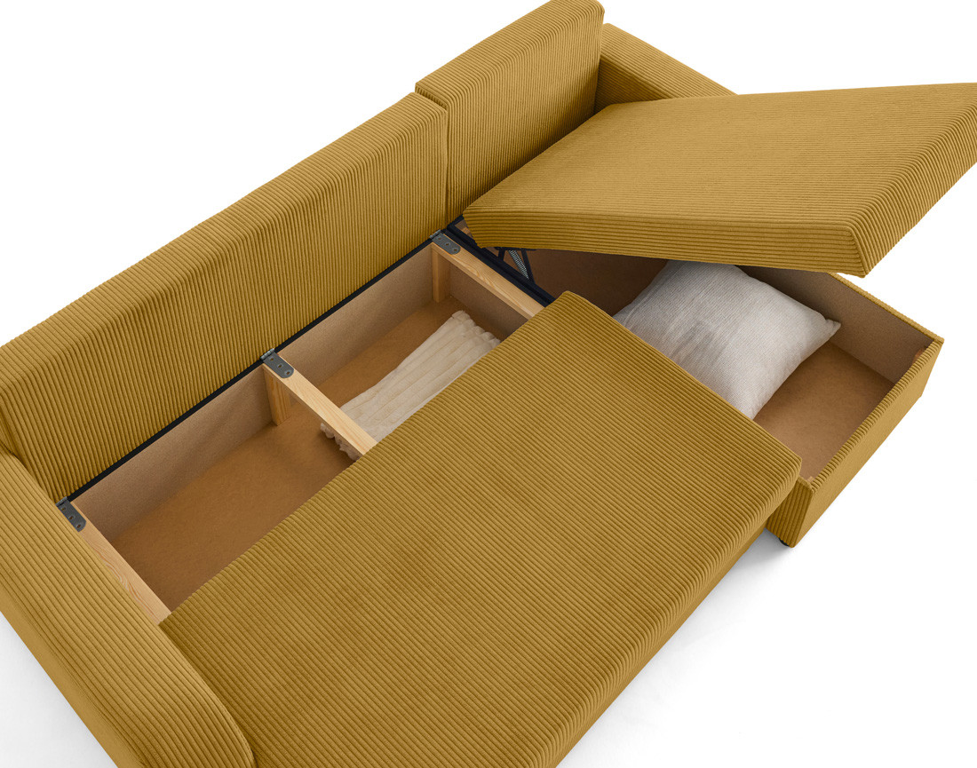 Canapé d'angle réversible convertible avec coffres 4 places en velours côtelé Valos