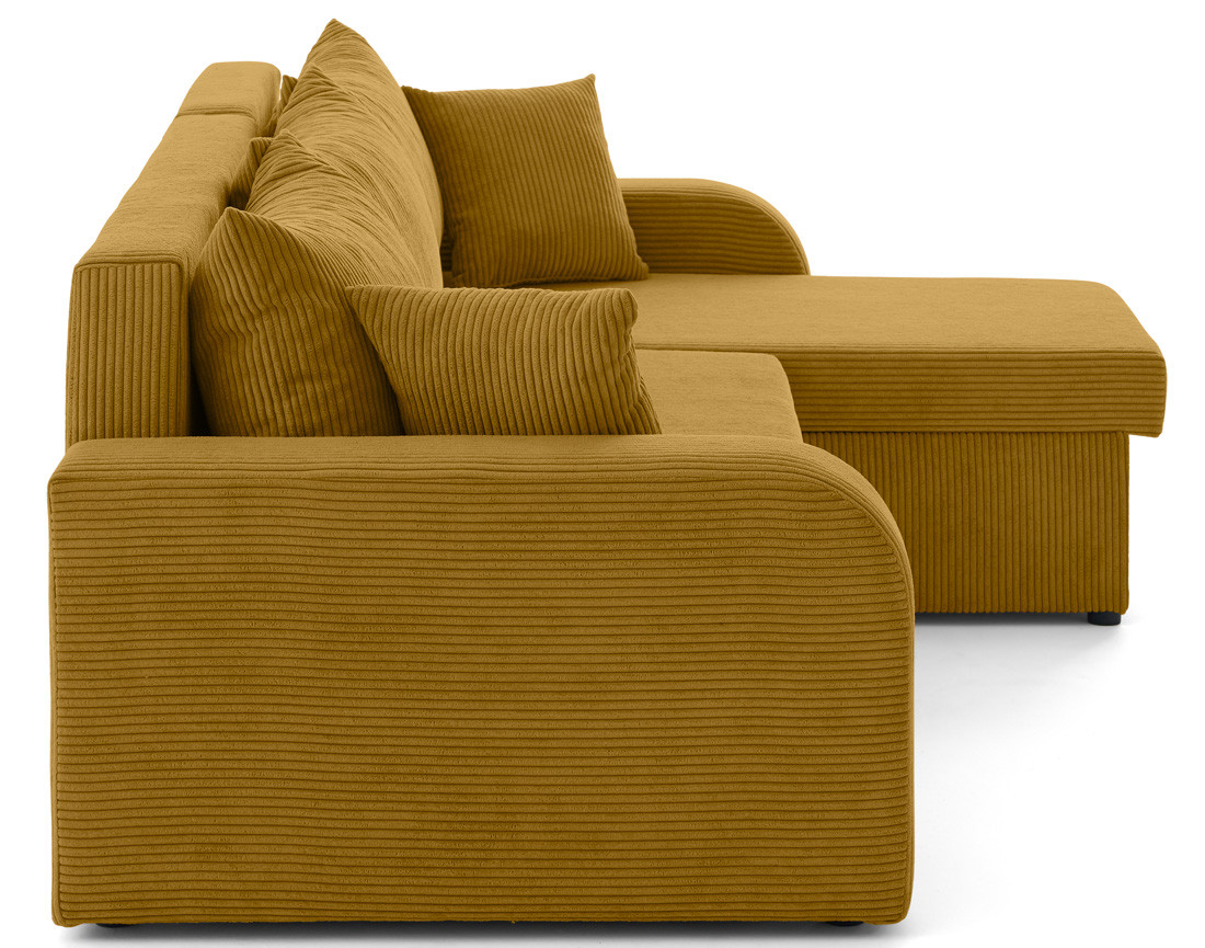 Canapé d'angle réversible convertible avec coffres 4 places en velours côtelé Valos