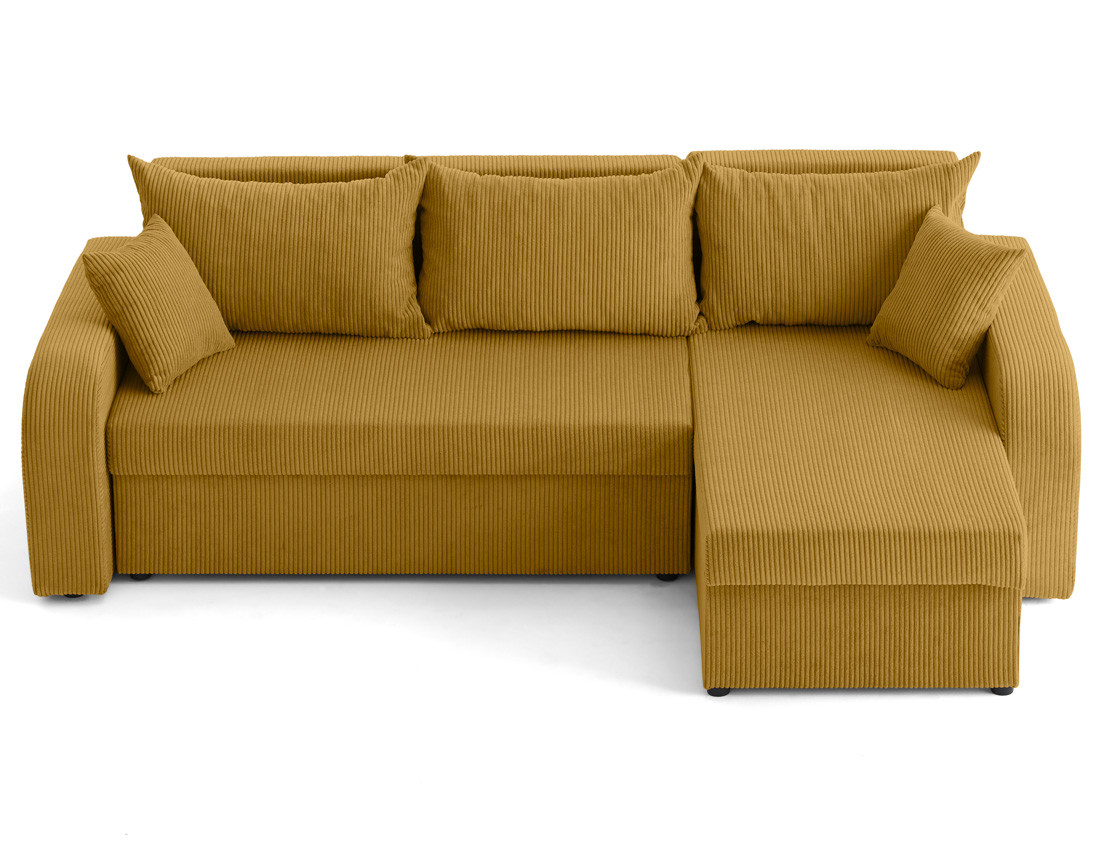 Canapé d'angle réversible convertible avec coffres 4 places en velours côtelé Valos