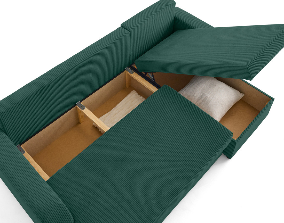 Canapé d'angle réversible convertible avec coffres 4 places en velours côtelé Valos