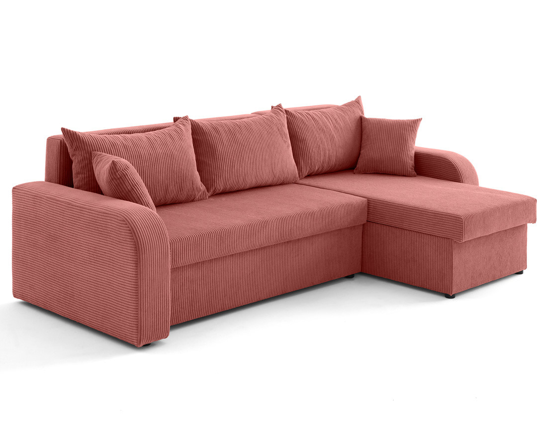 Canapé d'angle réversible convertible avec coffres 4 places en velours côtelé Valos