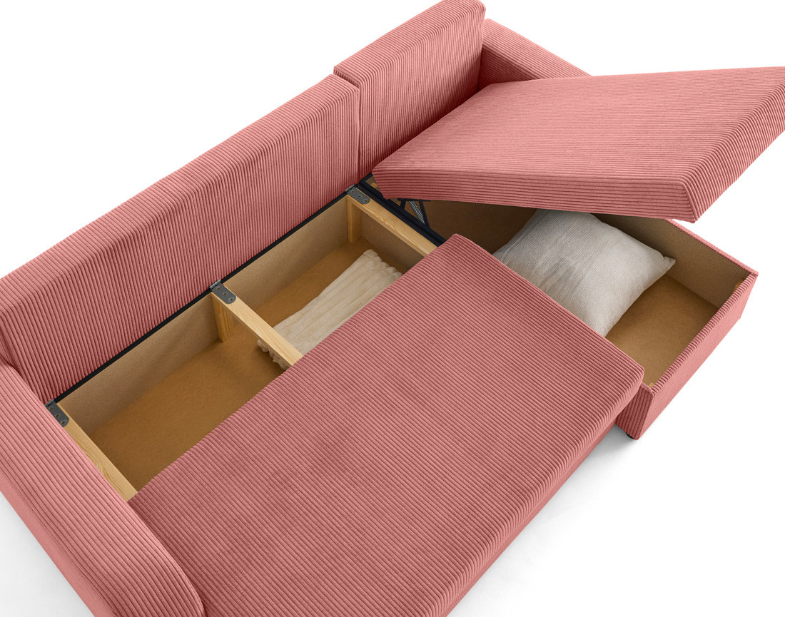 Canapé d'angle réversible convertible avec coffres 4 places en velours côtelé Valos