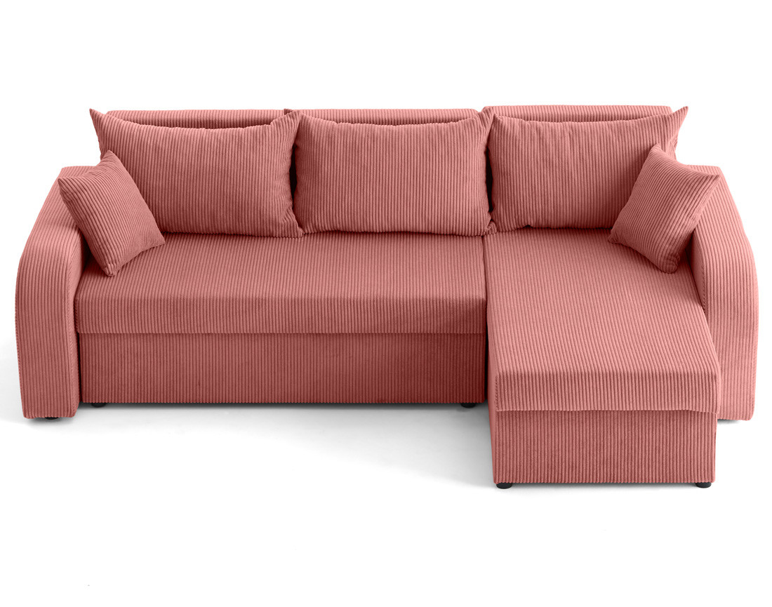Canapé d'angle réversible convertible avec coffres 4 places en velours côtelé Valos