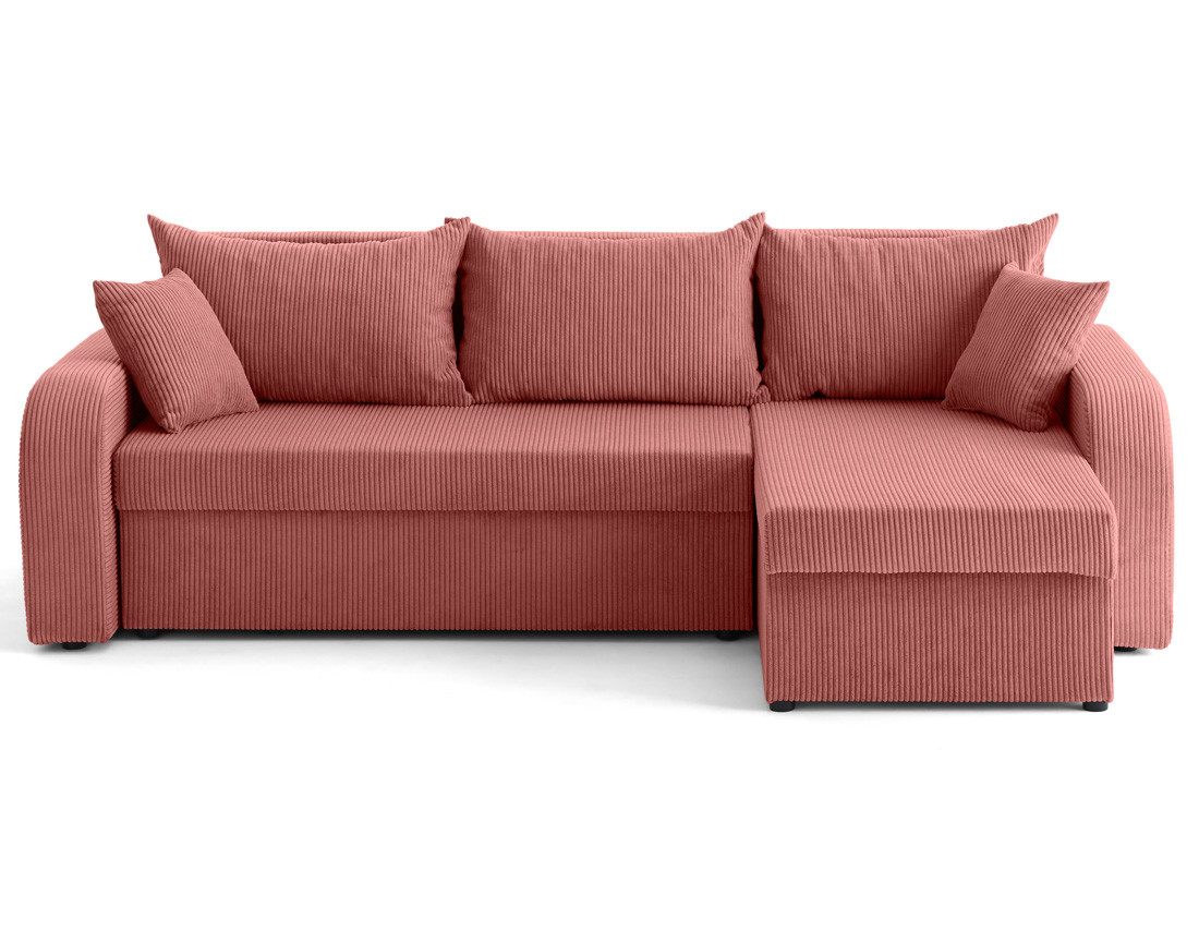 Canapé d'angle réversible convertible avec coffres 4 places en velours côtelé Valos