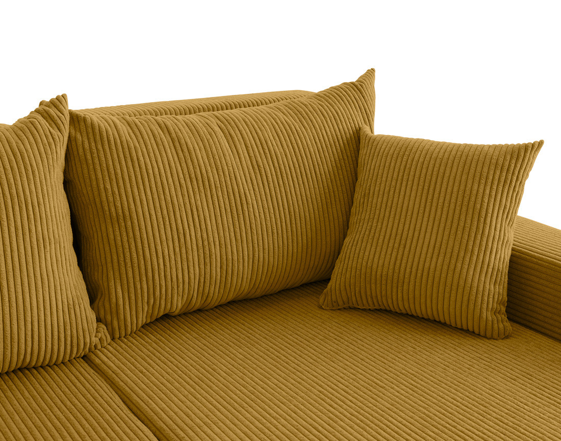 Canapé panoramique en U convertible avec coffres 7 places en velours côtelé Valos