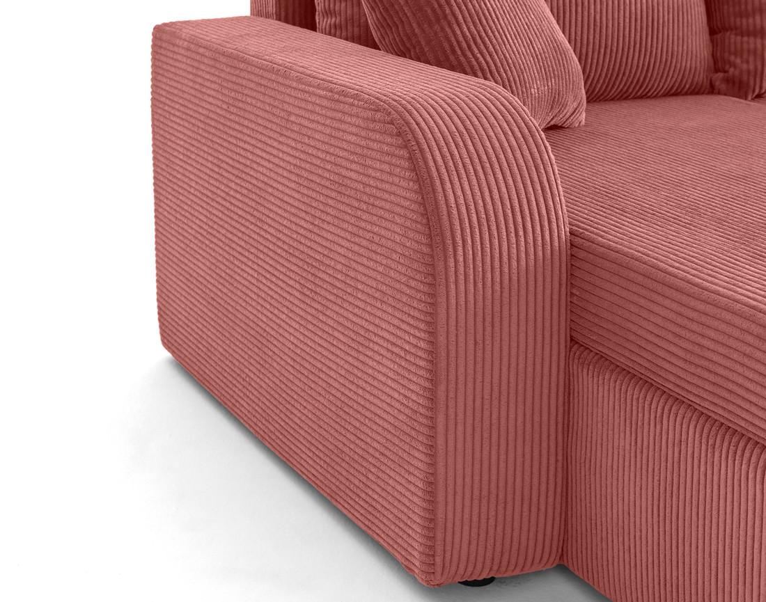 Canapé panoramique en U convertible avec coffres 7 places en velours côtelé Valos