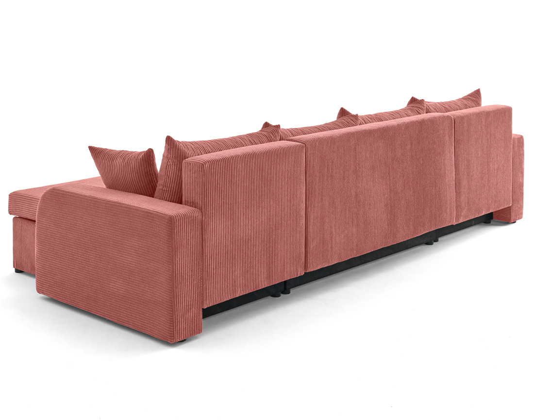 Canapé panoramique en U convertible avec coffres 7 places en velours côtelé Valos