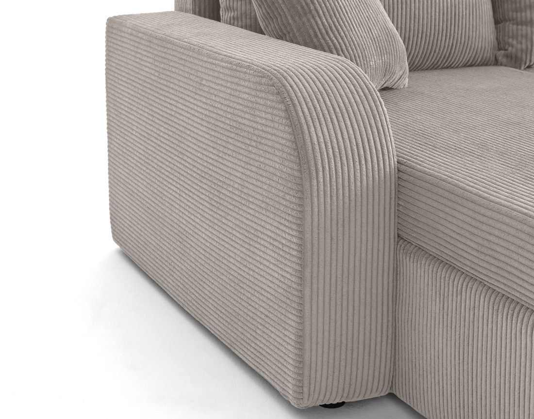 Canapé panoramique en U convertible avec coffres 7 places en velours côtelé Valos