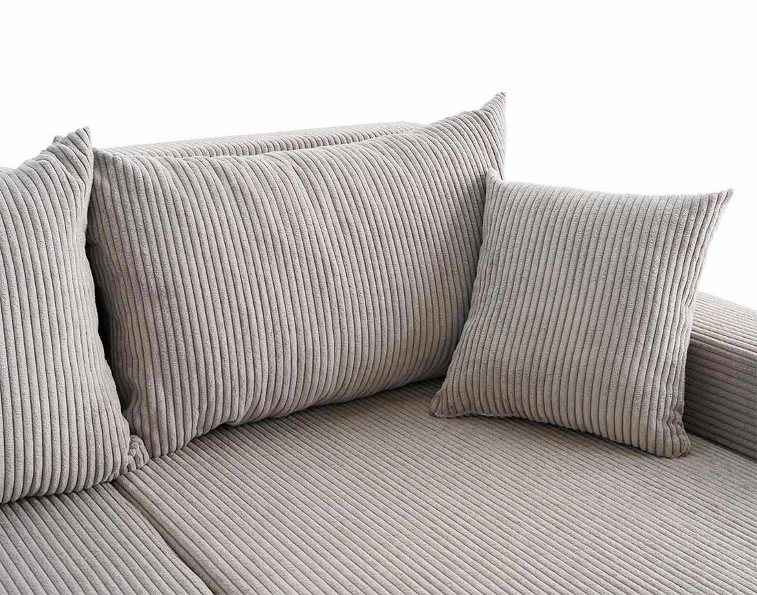 Canapé panoramique en U convertible avec coffres 7 places en velours côtelé Valos