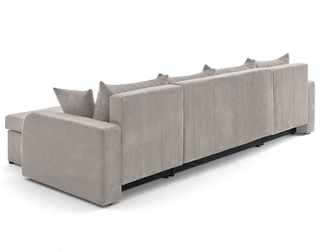 Canapé panoramique en U convertible avec coffres 7 places en velours côtelé Valos