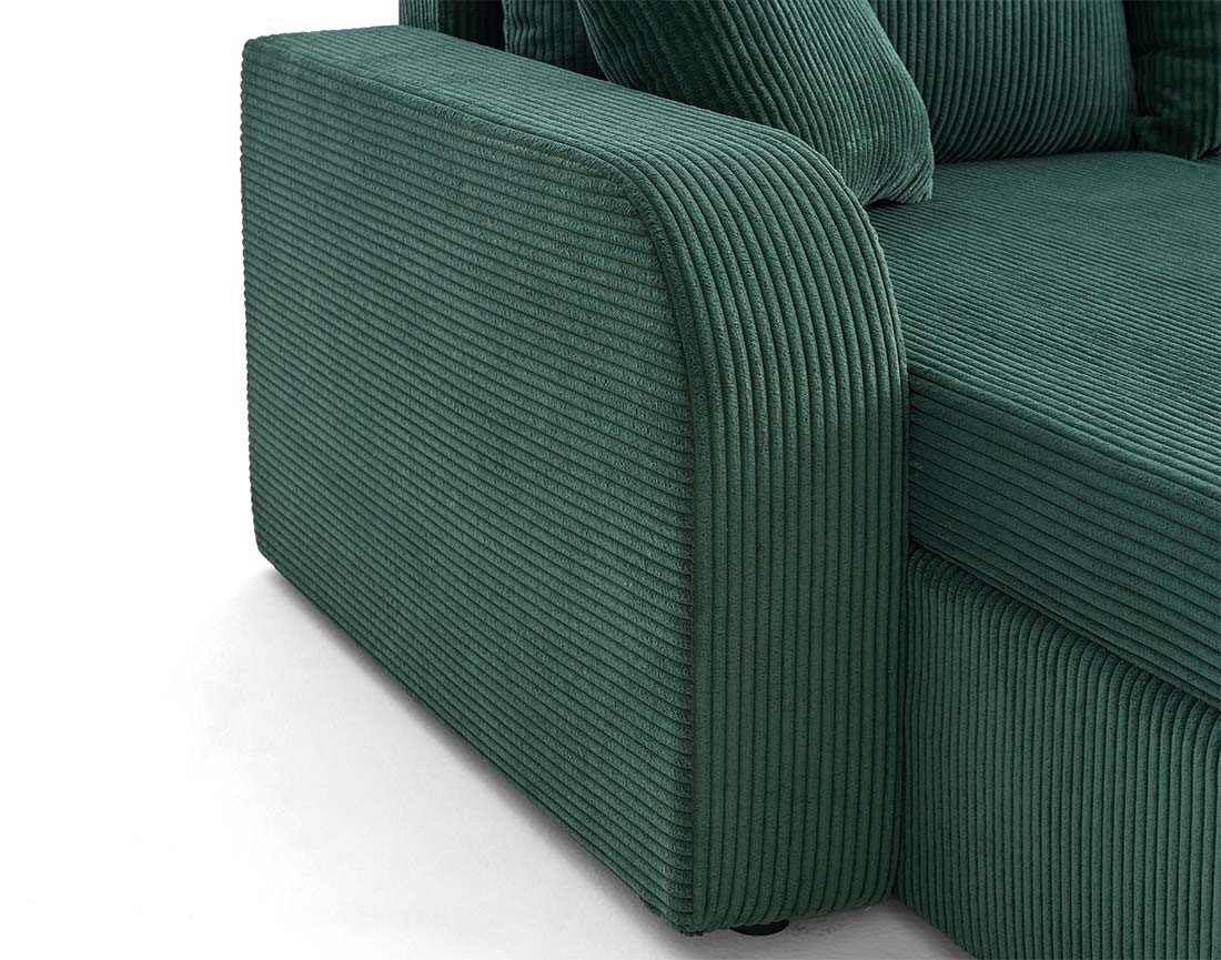 Canapé panoramique en U convertible avec coffres 7 places en velours côtelé Valos