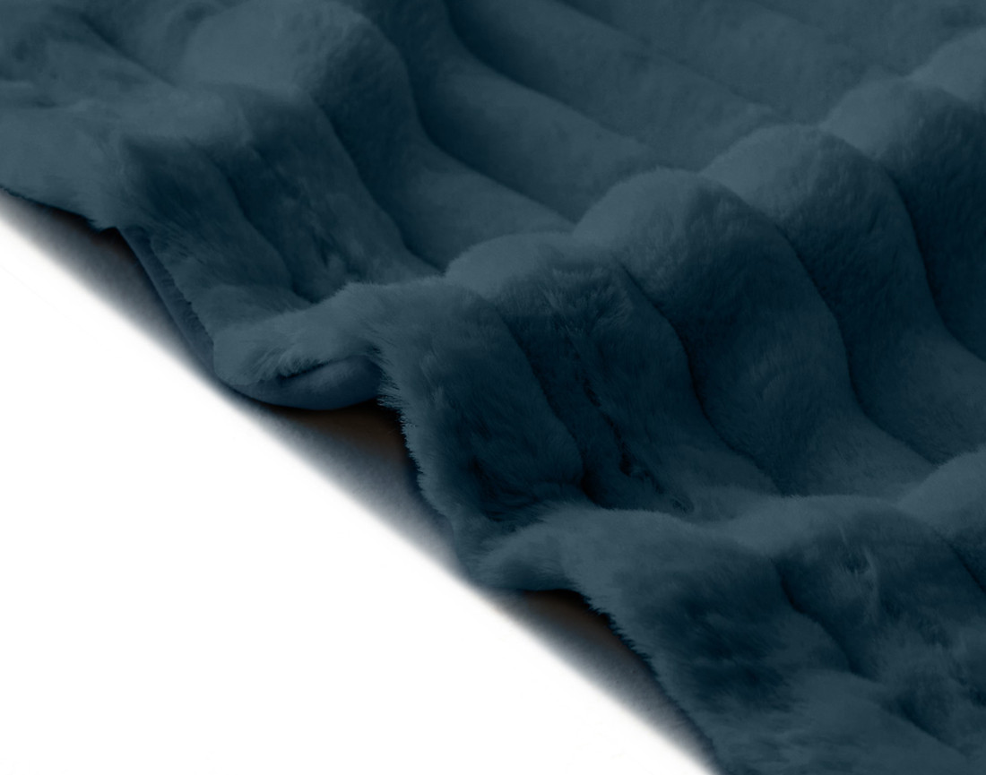 Plaid 100x140 cm en fausse fourrure côtelé et velours Arezzo